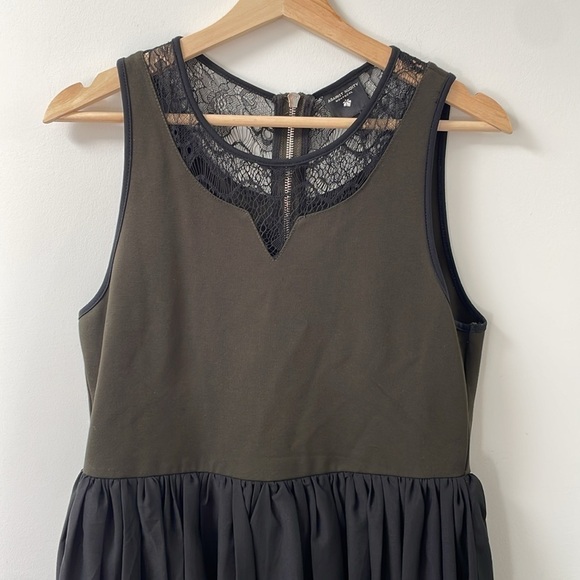 Against Nudity lace tulle pleated skirt dress sleeveless, olive green size S/M/L - Picture 2 of 16